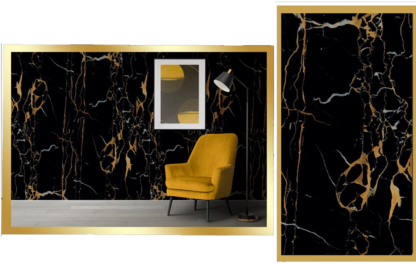 Marble Panels PVC  - GOLD BLACK