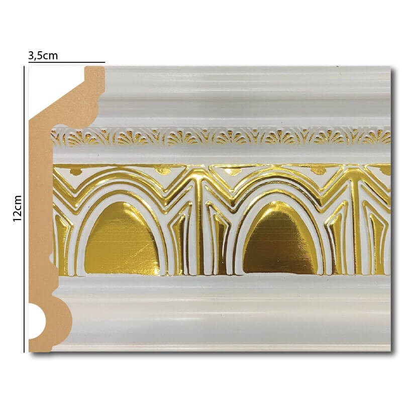 PALACE XPS COVING POLYURETHANE CORNICE MOLDING FINEST QUALITY - WHITE GOLD DA120-BA 12cm