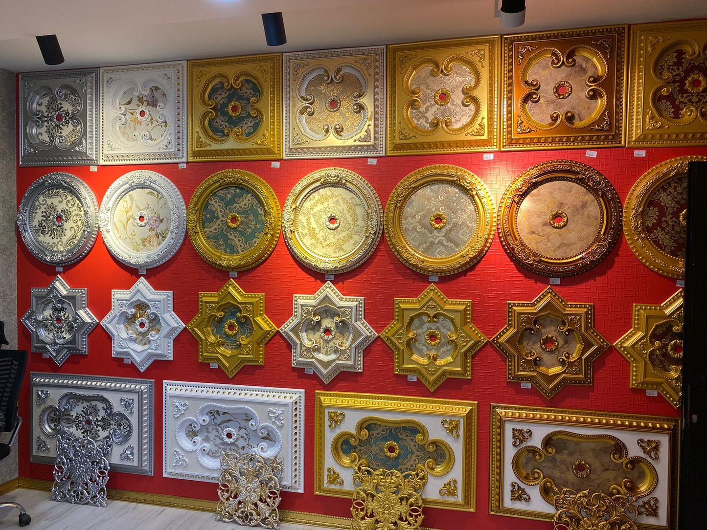 PALACE CEILING ROSE - POLYSTYRENE - RECTANGULAR -  DD120160-A ELEGANCE GOLD 120*160cm