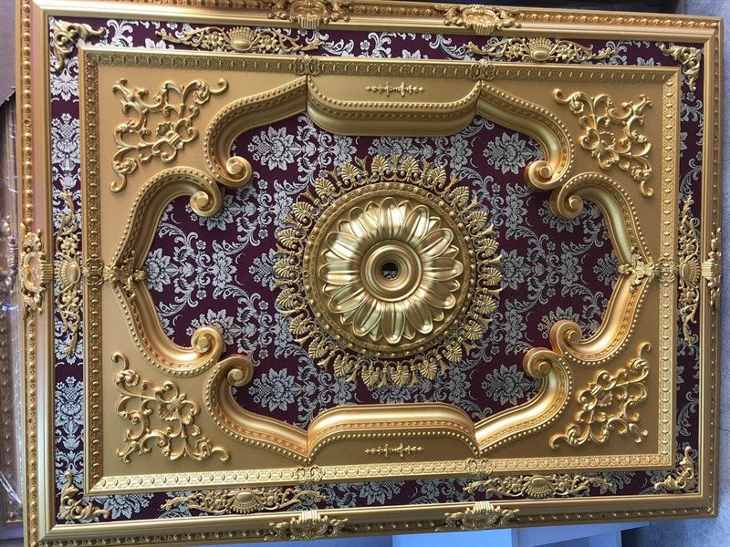 PALACE CEILING ROSE - POLYSTYRENE  - RECTANGULAR - DD120160-AB - ELEGANCE GOLD MAROON 120*160cm