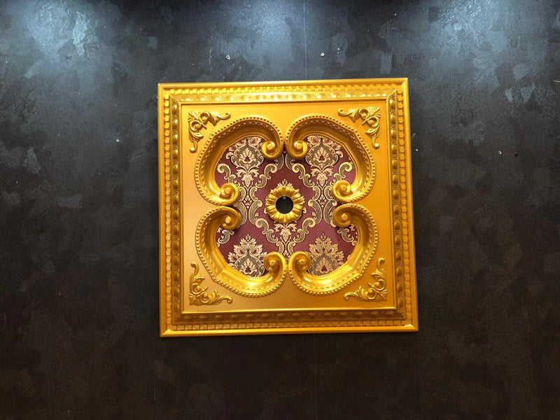 PALACE CEILING ROSE - POLYSTYRENE - SQUARE - DK60-AB - GOLD MAROON 60*60cm