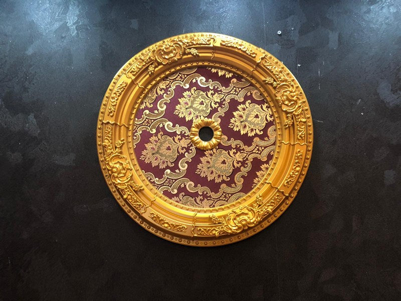 PALACE CEILING ROSE - POLYSTYRENE - DO60-AB- CIRCULAR GOLD MAROON  60cm