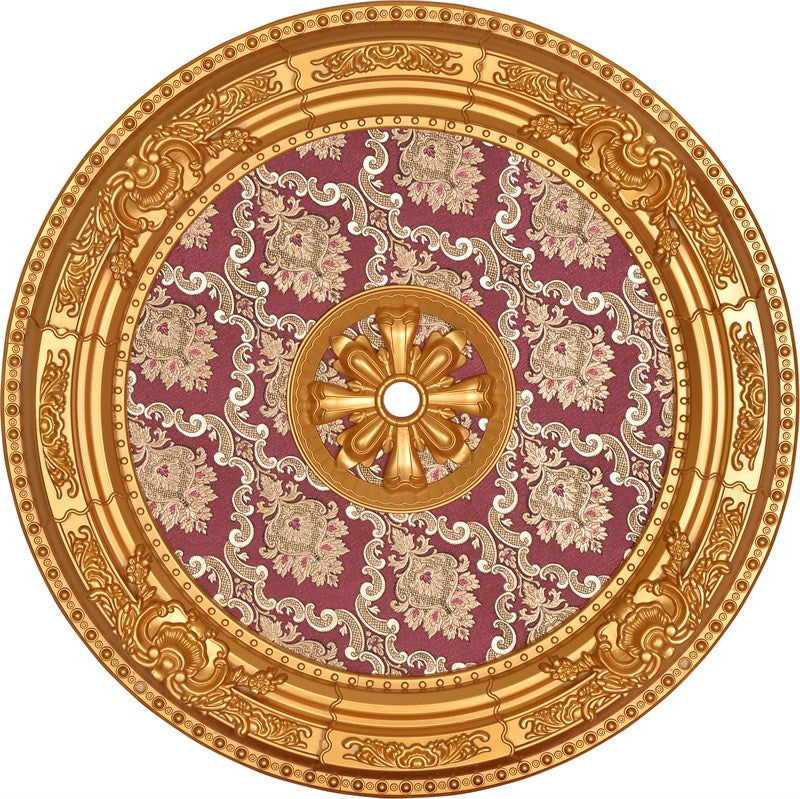 PALACE CEILING ROSE - POLYSTYRENE - DO90-AB- CIRCULAR GOLD MAROON 90cm