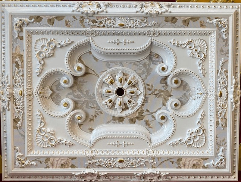 PALACE CEILING ROSE - POLYSTYRENE - RECTANGULAR - DD90120-BA - WHITE GOLD 90*120cm