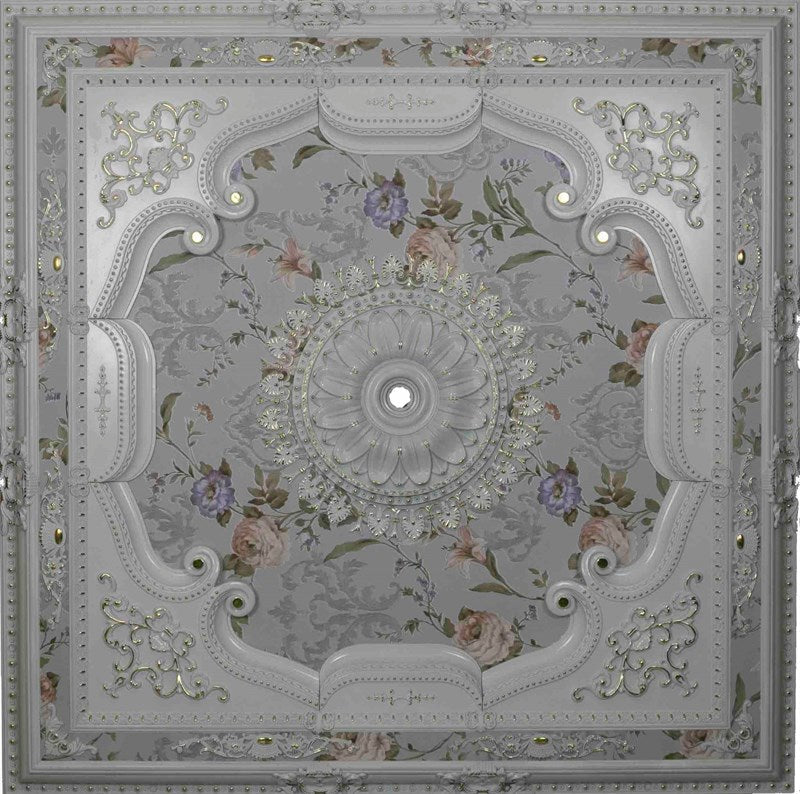 PALACE CEILING ROSE - POLYSTYRENE - SQUARE - DK150-BA - WHITE GOLD 150*150cm