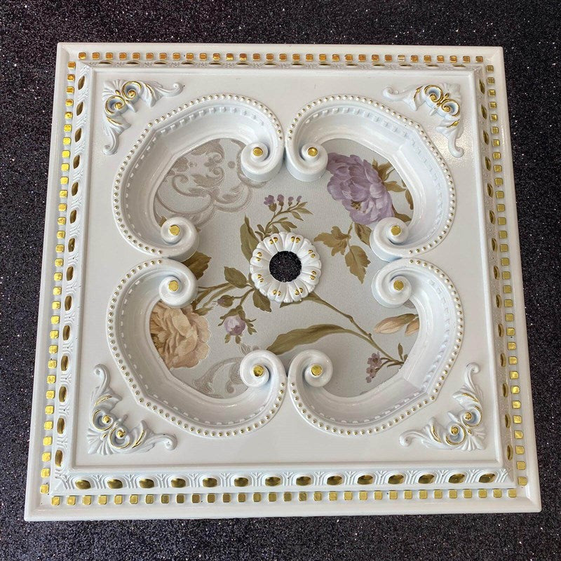 PALACE CEILING ROSE - POLYSTYRENE - SQUARE - DK60-BA - WHITE GOLD 60*60cm