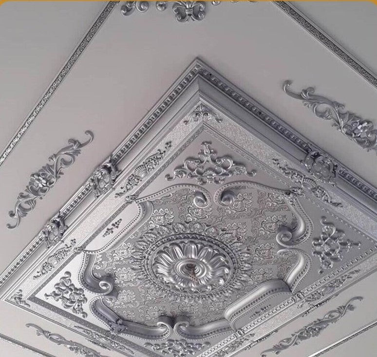 PALACE CEILING ROSE - POLYSTYRENE - RECTANGULAR - DD120160-G - ELEGANCE SILVER 120*160cm