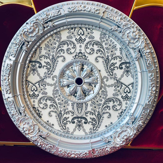 PALACE CEILING ROSE - POLYSTYRENE - DO90-G - CIRCULAR SILVER 90cm